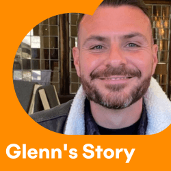 A graphic that says Glenn's story